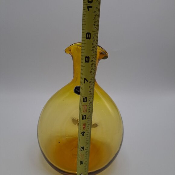 Vintage Bischoff Gold Blown Glass Donut Pinched Decanter - Picture 10 of 10